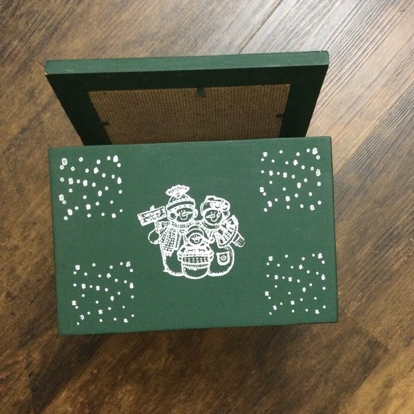 ☃️ SALE Snowman Wood Box - recipes, greeting cards, photos, hinged lid pic frame - Picture 5 of 13